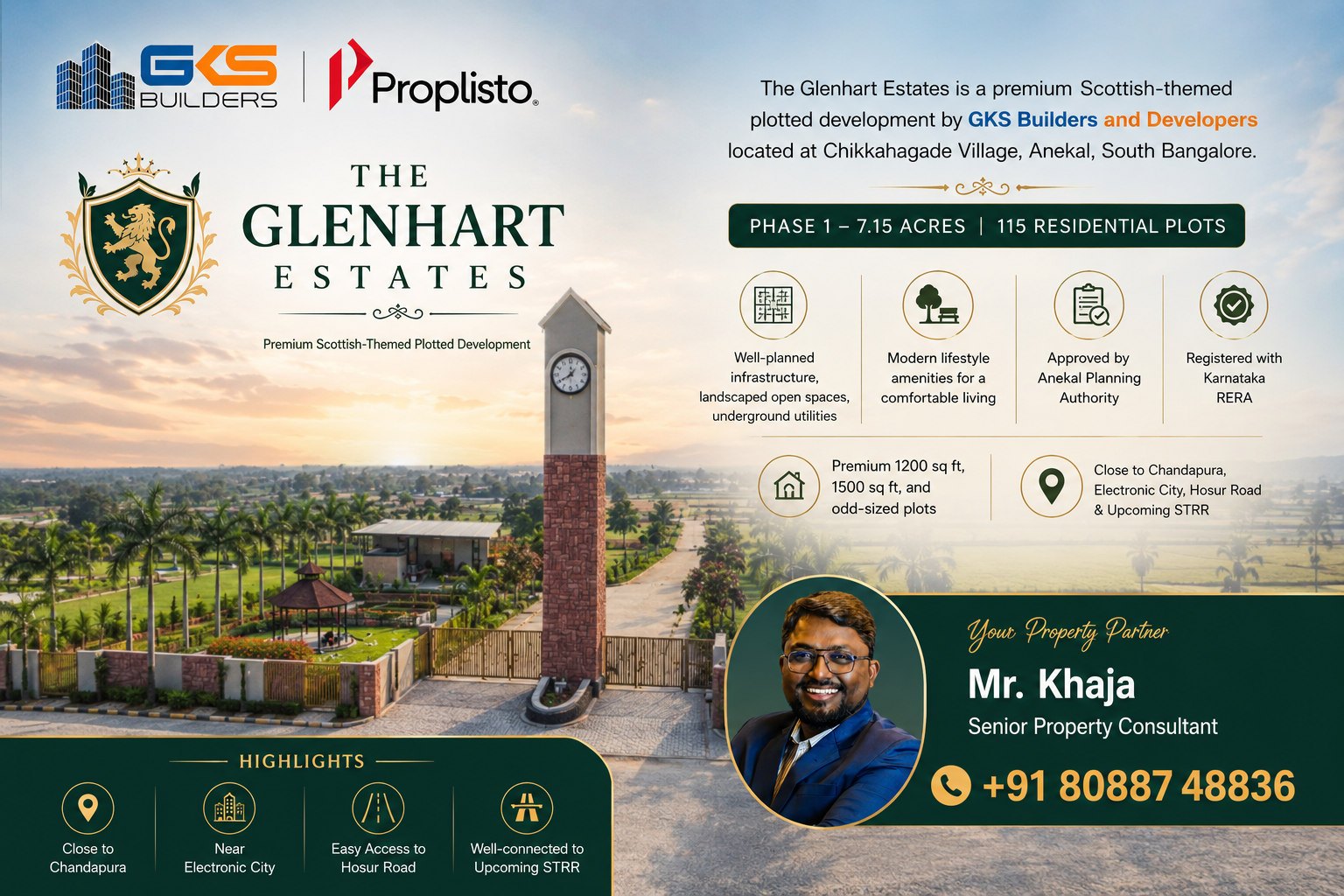 THE GLENHART ESTATES PHASE 1,  Off Chandapura - Anekal Road, Bangalore.