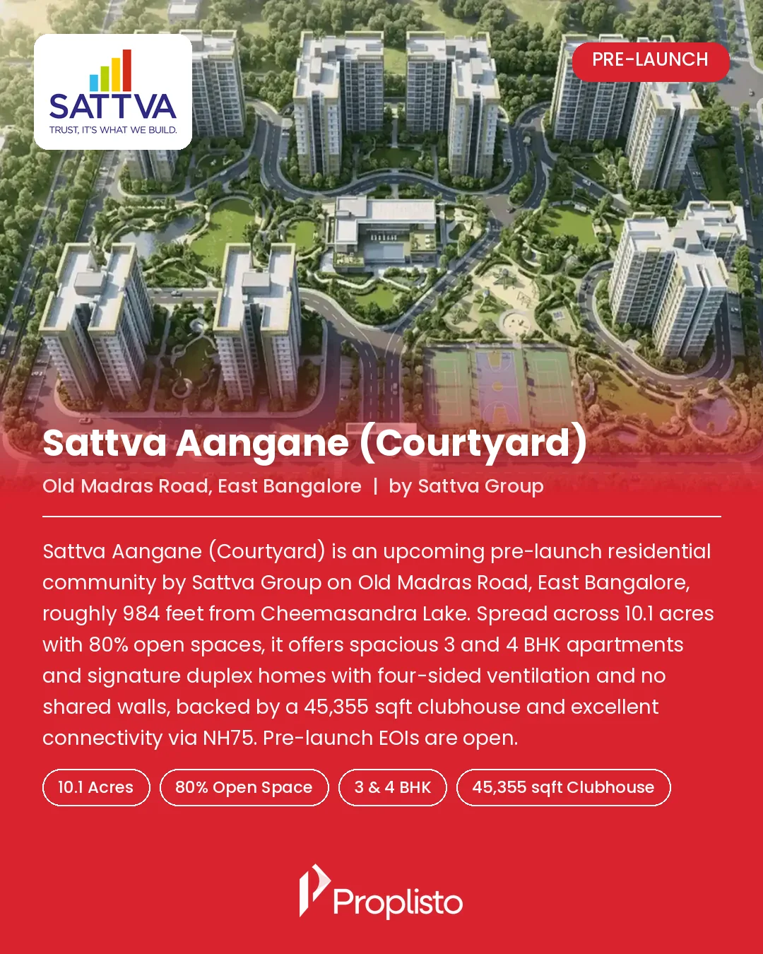 Sattva Aangane (Courtyard) by Sattva Group, Old Madras Road, East Bangalore